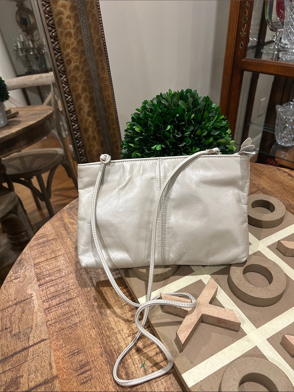 Pearlized  silver cream Crossbody Shoulder Bag